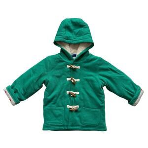 NWOT Baby Boden Green Jersey Toggle Coat Size 3-4y
